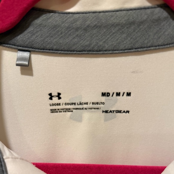 Under Armour Men’s Medium White and Black Strips Golf Polo Shirt - Picture 2 of 4